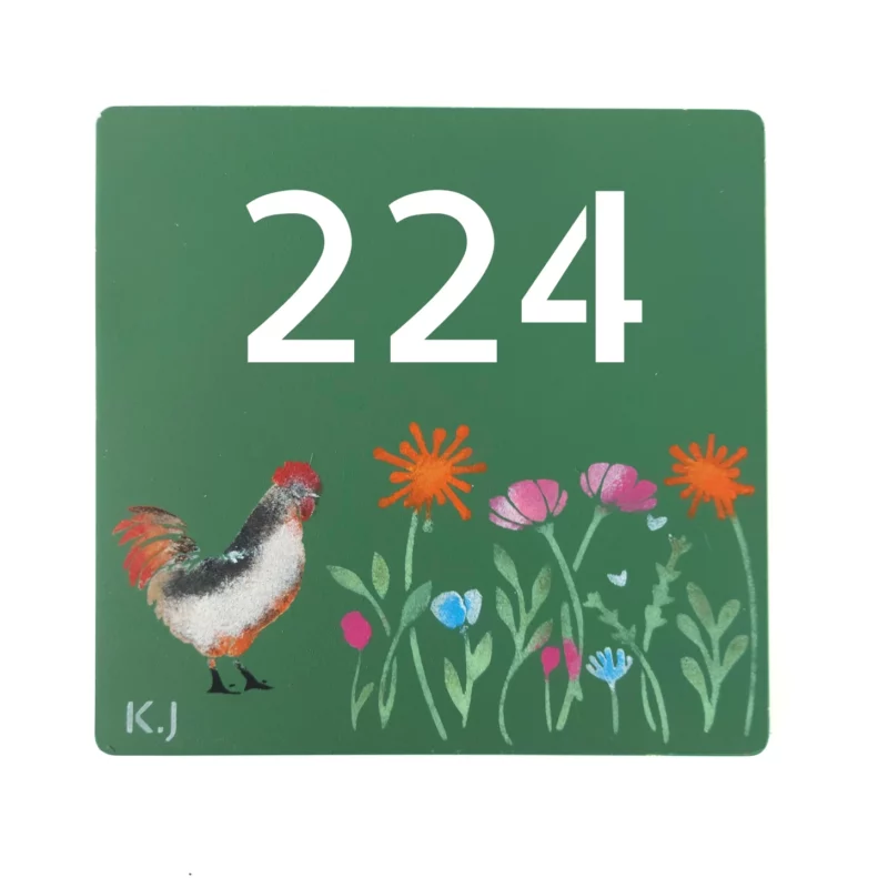 Plaque de rue personnalisée - modèle vert "ma poule"